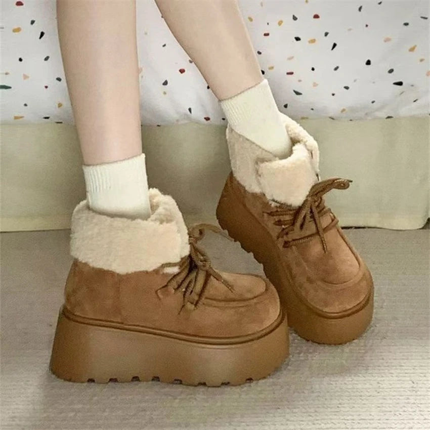 Winter Keep Warm Women Snow Boots Fashion Platform Flats Short Booties Designer Cotton Shoes Botas Mujer Winter Fur Ankle Boots boots_platform