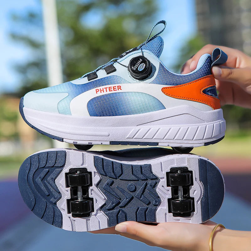 Fashion 4-wheel roller skates sneakers for students children outdoor wheel shoes Multifunctional sports shoes kids_shoes
