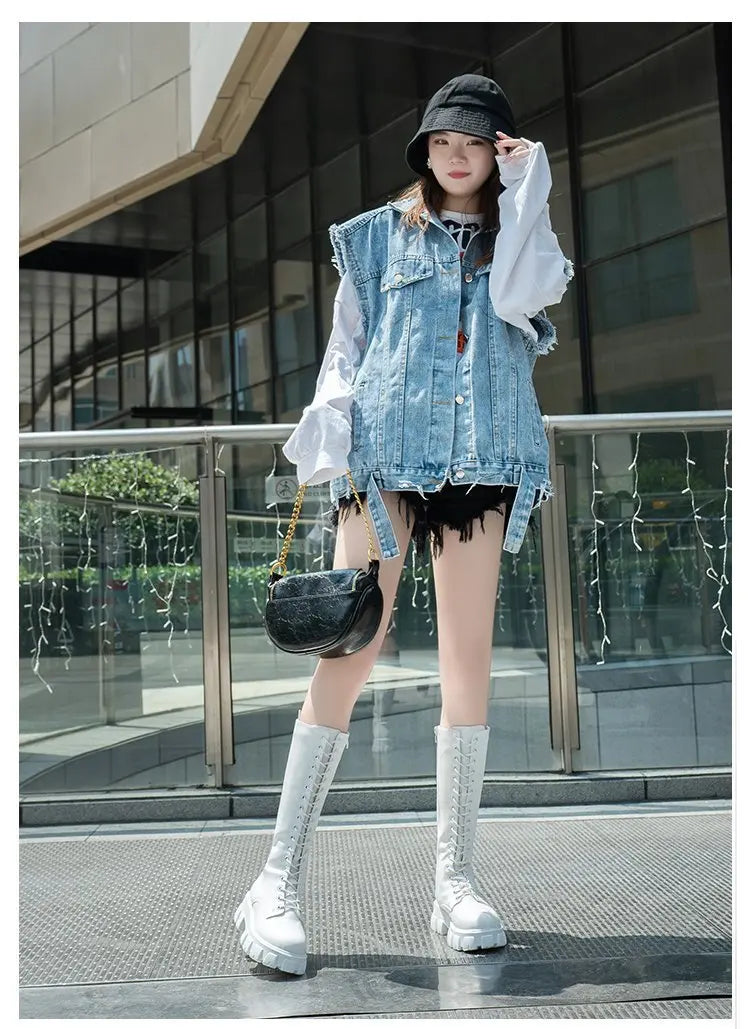 Women's Mid Calf Boots Padded Shoes Knee High Winter Sneakers Punk Style  Casual White Black  Platform Woman 2026 New boots_platform