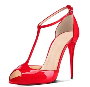 European and American new 12cm pointed thin heel high-heeled shoes with a buckle and exposed toes sexy fashion plus size sandals heels_stiletto
