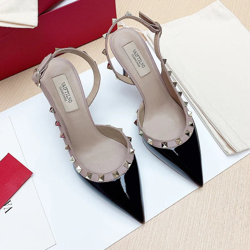 Shoes For Women 2025 Trend Luxury Metal Rivet High Heels Sandals Gladiator Pointed Toe Stiletto Heels Summer Sexy Party Shoes heels_stiletto
