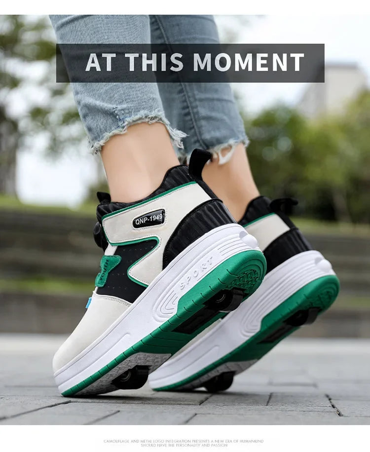 2026 Autumn Winter Popular Children's Roller Skates Men Women's Sport Shoes With Rotating Buckle And Wheels Single Row Skating kids_shoes