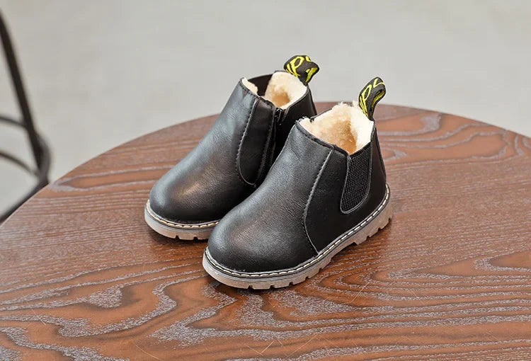 New Kids Fashion Boots for Boys Girls Toddlers Big Children Ankle Boots with Zipper Warm Thick Plush Autumn Winter Chelsea Boots kids_shoes