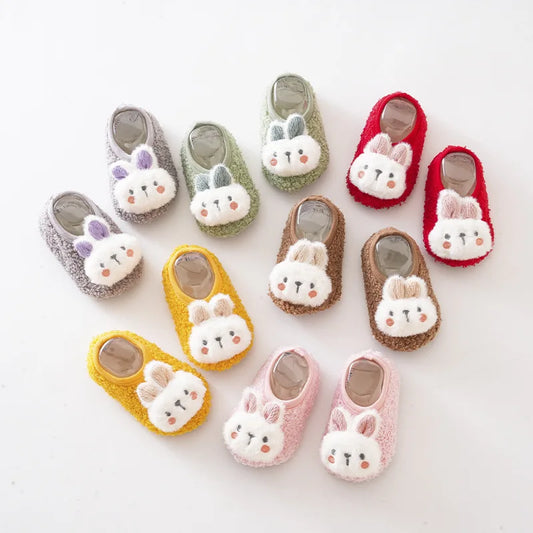 Cartoon Rabbit Baby Floor Socks Kids Plush Slippers Toddler Warm Shoes Children Soft Non-slip Prewalkers Indoor Home Slippers kids_shoes