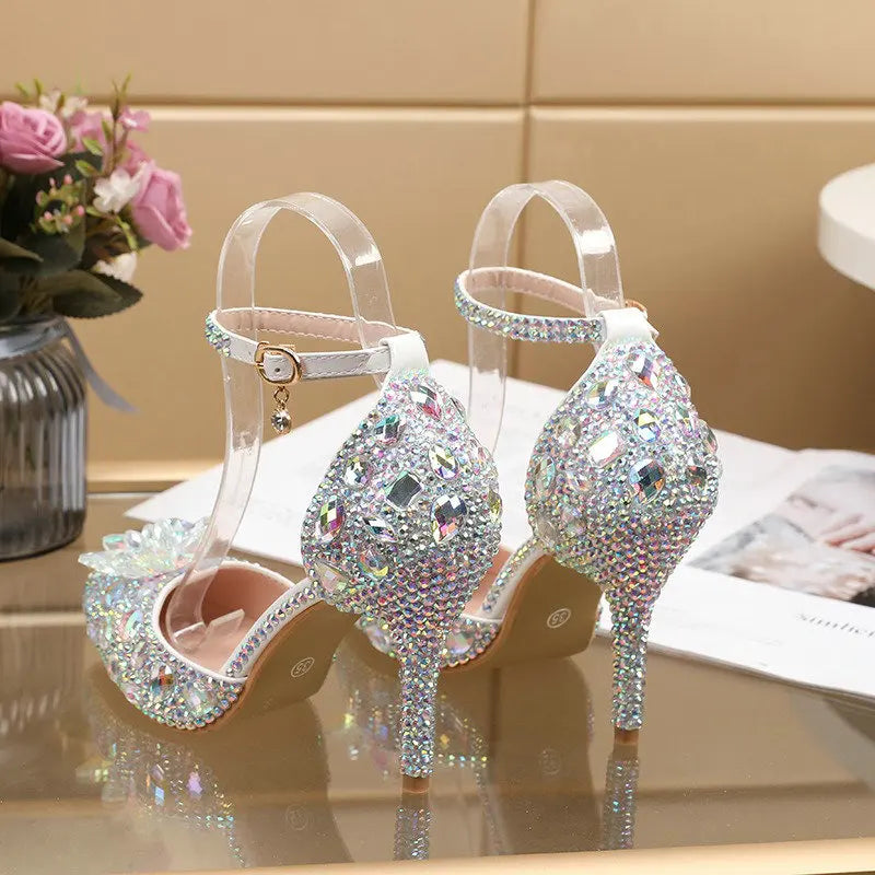 2025 Spring New Crystal Flash Diamond 7 Colors Wedding Bridesmaid Shoes Banquet Stiletto Women's Shoes heels_bridal