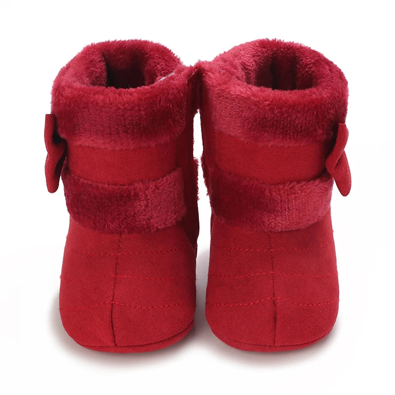 0-18M baby shoes Girls winter plush comfort snow boots cute bow cotton shoes baby soft soled non-slip toddler shoes kids_shoes