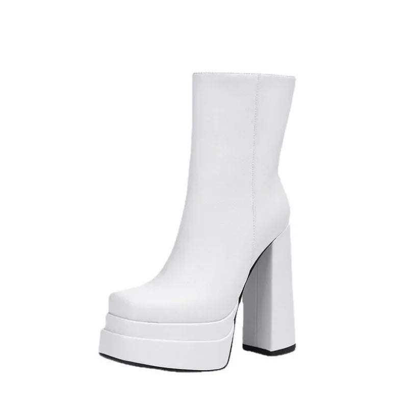 Designer Woman Shoes 2025 New Fashion Platform Boots Ladies High Quality Luxury Women Leather Boots Women Super High Heels Boots boots_platform