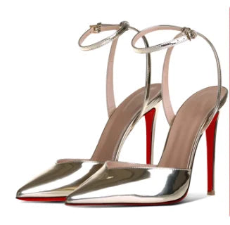 European and American new 12cm pointed thin heel high-heeled shoes with a buckle and exposed toes sexy fashion plus size sandals heels_stiletto