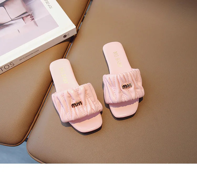 Summer Children's Shoes 2026 Children's flip-flops Women's Treasure candy-colored Princess flip-flops Girls' square toe slippers kids_shoes