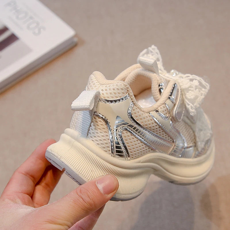 Girls Sports Shoes Spring Autumn Pink Breathable Girls Casual Shoes 3-18 Years Old Beige Soft Non-slip Children's Single Shoes kids_shoes