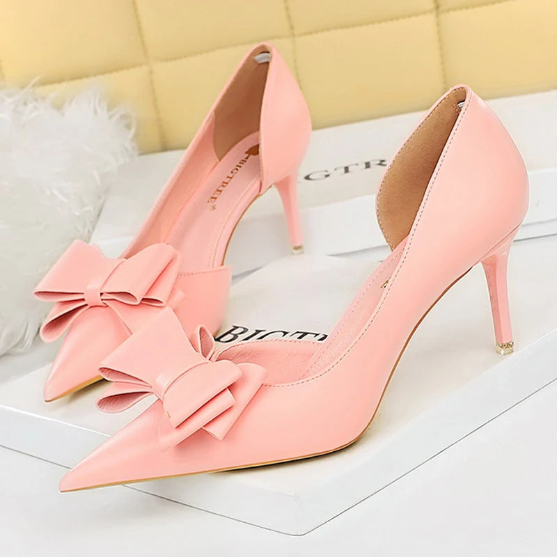BIGTREE Shoes Bow-knot Woman Pumps Stiletto 10.5 Cm Women Basic Pump Pointed Toe Classic Pumps Sexy High Heels Women Shoes 2025 heels_stiletto