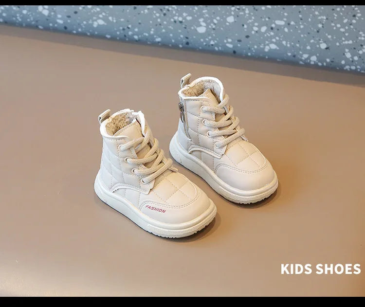 Winter Elegant Children Snow Boots Boys Girls Soft Warm Short Boot with Thick Fur Little Kids Cotton Shoes Cute Baby Boot H08104 kids_shoes