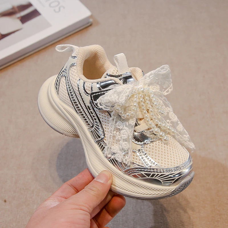 Girls Sports Shoes Spring Autumn Pink Breathable Girls Casual Shoes 3-18 Years Old Beige Soft Non-slip Children's Single Shoes kids_shoes