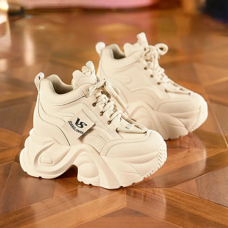 Women Dad Shoes Thick Sole Height Increasing Casual Shoes Chunky Sole Warm Comfortable Lace Up Platform Sneakers Ladies Shoe sneakers_platform