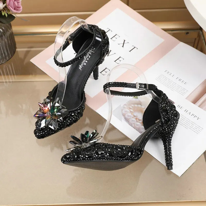 2025 Spring New Crystal Flash Diamond 7 Colors Wedding Bridesmaid Shoes Banquet Stiletto Women's Shoes heels_bridal