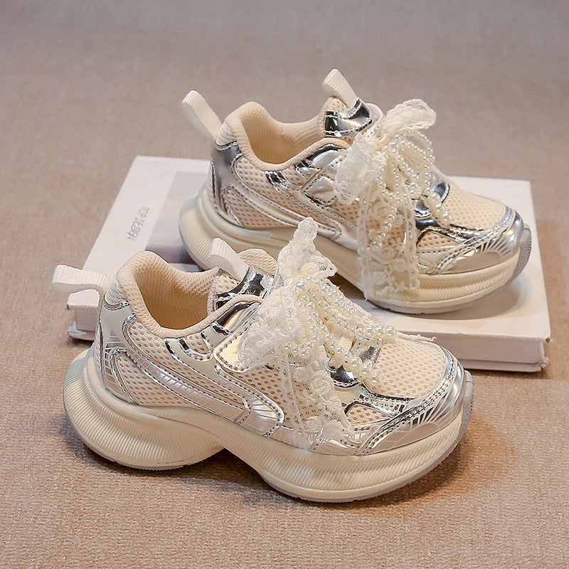 Girls Sports Shoes Spring Autumn Pink Breathable Girls Casual Shoes 3-18 Years Old Beige Soft Non-slip Children's Single Shoes kids_shoes