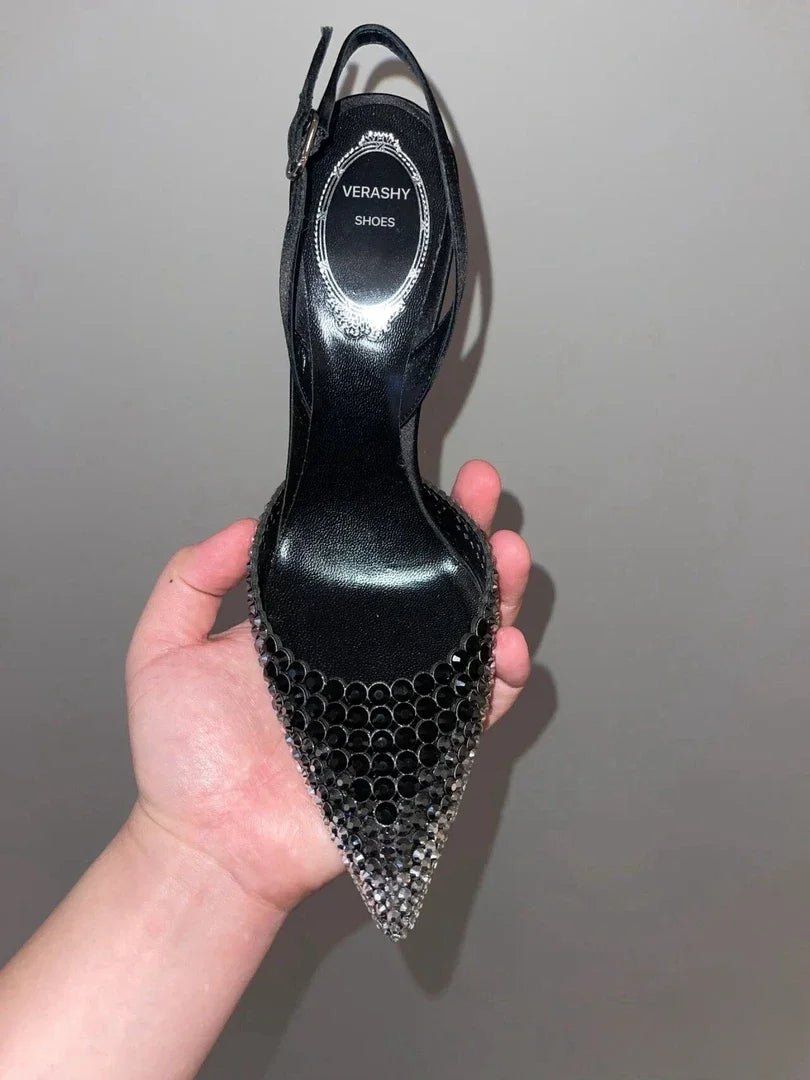 Luxury Rhinestones Gradient Slingbacks Women Pumps Fashion Bling Crystal Banquet Stiletto High Heels Fashion Party Prom Shoes heels_stiletto