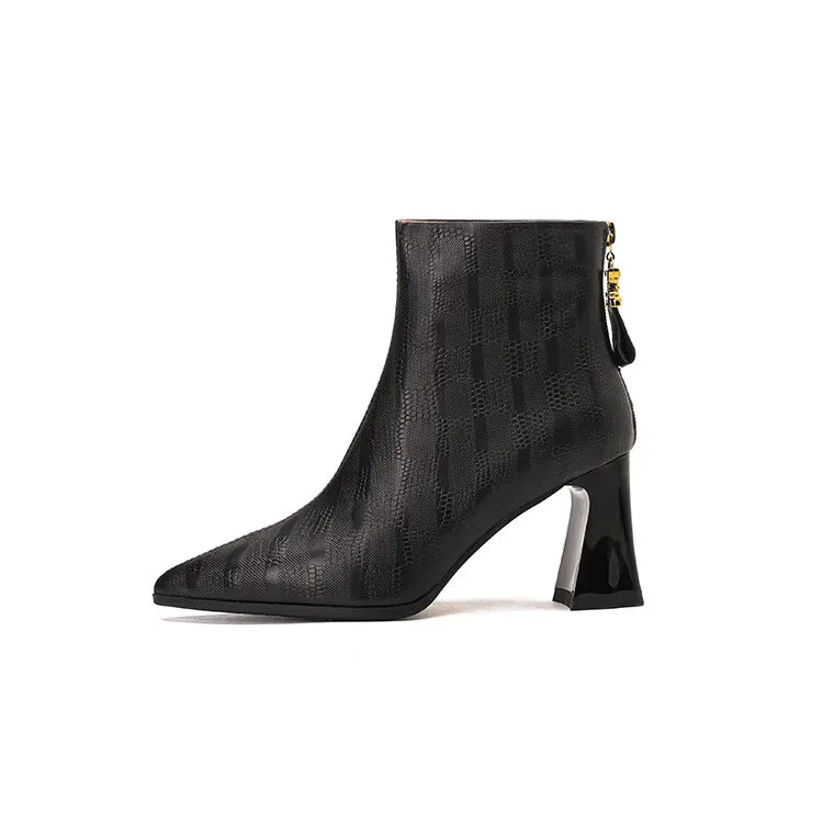 NEW Autumn Women Boots Pointed Toe Chunky Heel Boots Genuine Leather Shoes for Women Concise Ankle Boots High Heel Female boots_highheel