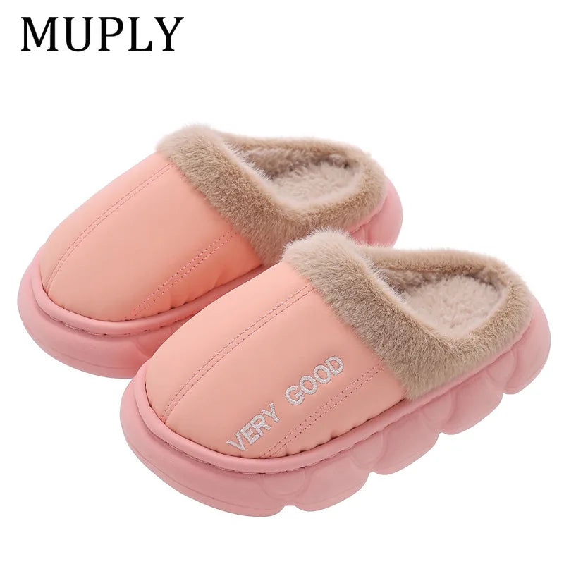 Children Cotton Shoes Britain Style Kids Classic Slippers Solid Color Sewing Plush Warm Winter Boys Girls Fashion Slippers kids_shoes