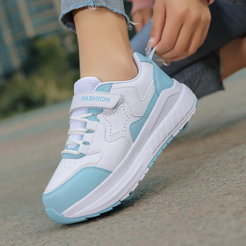 Kids Roller Skate Shoes Fashion Casual Sports Children 4-Wheels Sneakers for Boys and Girls Gift Nice Footwear kids_shoes