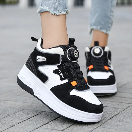 2026 Autumn Winter Popular Children's Roller Skates Men Women's Sport Shoes With Rotating Buckle And Wheels Single Row Skating kids_shoes