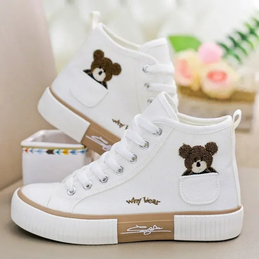 Cute Women's Canvas Shoes Women Shoes Pocket Bear Ladies Sneakers Versatile Female Vulcanized Shoes High Toc Zapatos Para Mujere sneakers_women