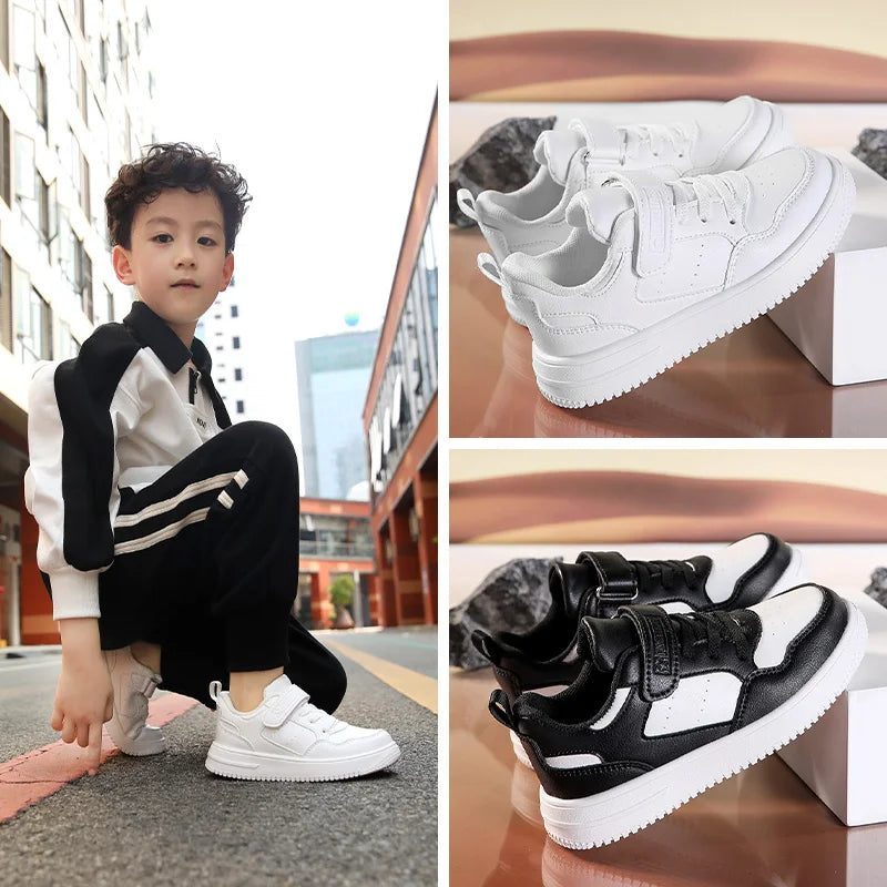Children Sneaker Boys Casual Shoes Black Leather Flat Student Walking Shoes Non-slip Girl Lightweight Sports Tennis Footwear kids_shoes
