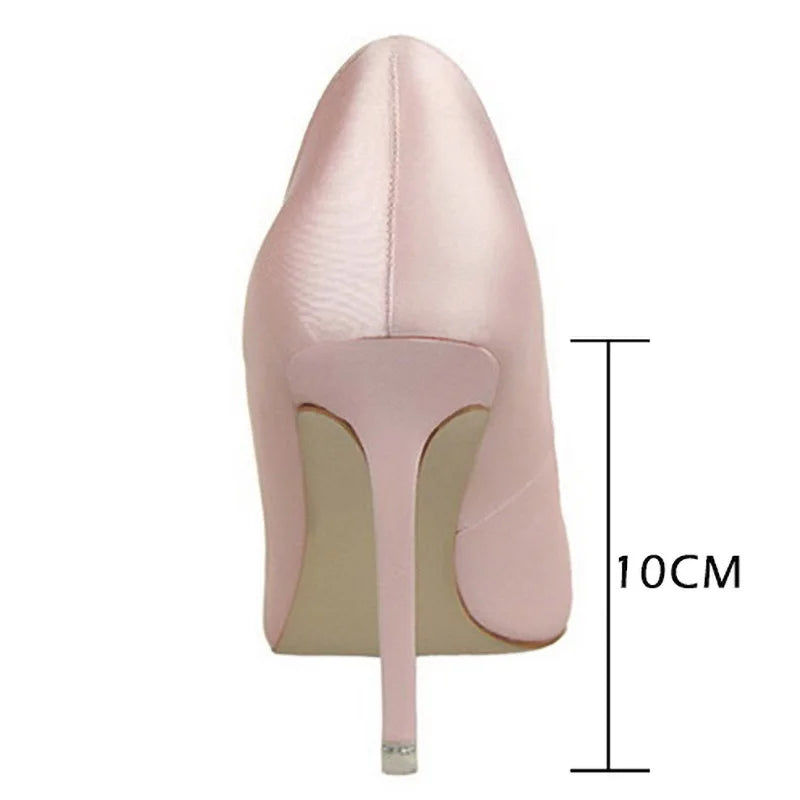 CINESSD Silver Gray Black Women Bridal Wedding Shoes Faux Silk Satin Rhinestone Crystal Shallow Woman Pumps Stiletto High Heel heels_stiletto