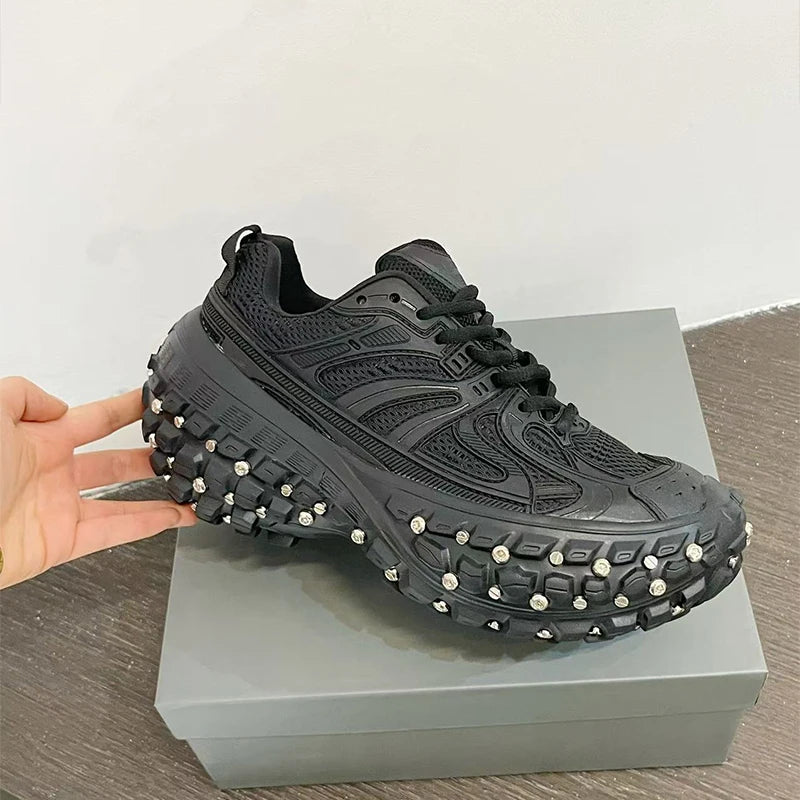 Fashion Brand Men's Or Women's Thick-soled Sports Shoes 2025 Spring New Rivet Design Couple Sports Shoes Breathable Casual Shoes sneakers_platform