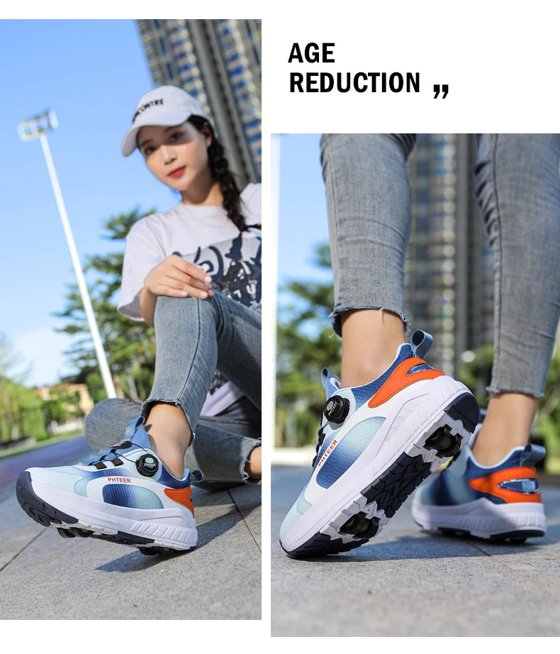 Fashion 4-wheel roller skates sneakers for students children outdoor wheel shoes Multifunctional sports shoes kids_shoes