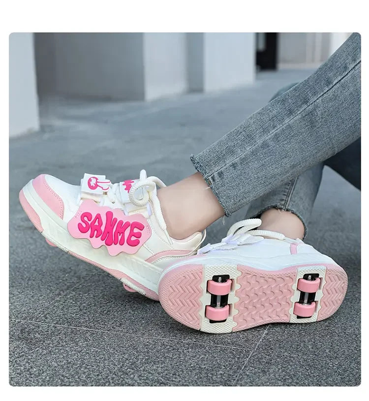 Fashion Roller Skate Shoes Kids Children Casual Sports Toy Gift Games Boys 4 Wheels Sneakers Girls Boots Ultra Light Rollerskate kids_shoes