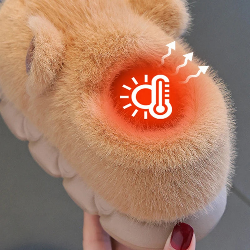 Capybara Children's Winter Cotton Slippers New Boys Girls Cartoon House Slippers Non Slip Comfortable Soft Sole Plush Slippers kids_shoes