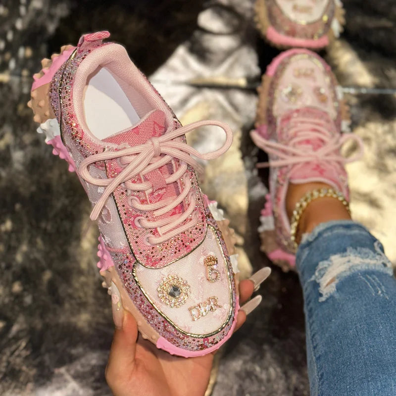 Women's Casual Sneakers Fashion Luxury Rhinestone Ladies Shoes 2025 New Outdoor Platform Female Sports Shoes Zapatos Mujer sneakers_platform