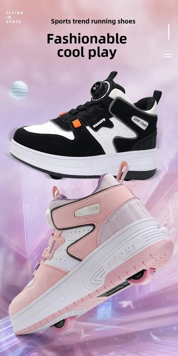 Children's Roller Skates Student Quad-Wheel Skates Women's Double-Wheel Deforming Boys' Inline Skates Cross-Border Supply Shoes kids_shoes