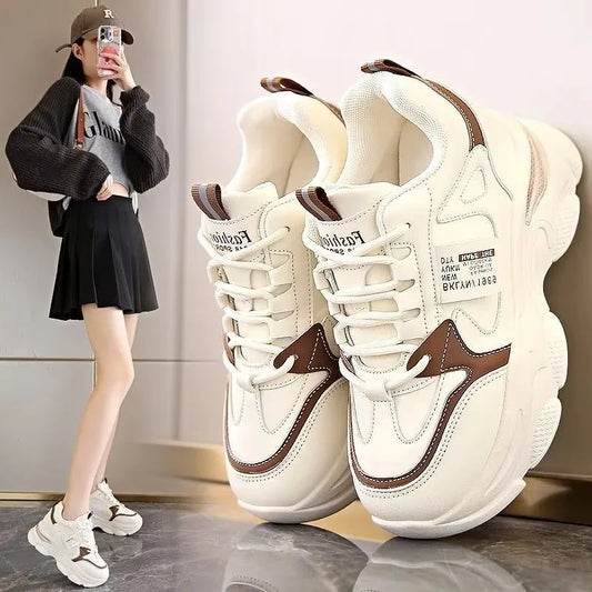 New Spring Autumn Women White Sport Shoes Trend Thick Bottom Ultra-Light Platform Sneaker Female Casual Shoe Running Shoes Mujer sneakers_platform