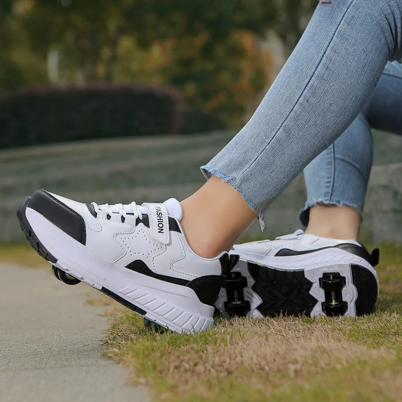 Kids Roller Skate Shoes Fashion Casual Sports Children 4-Wheels Sneakers for Boys and Girls Gift Nice Footwear kids_shoes