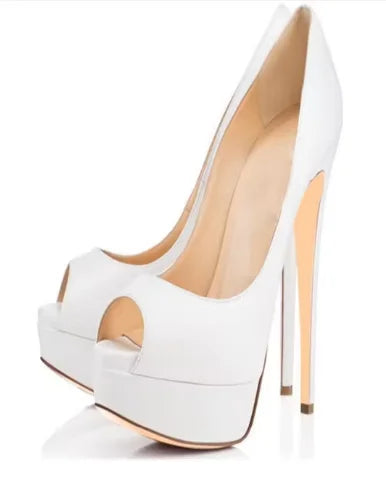 Women's Sexy Peep Toe Platform Stiletto Slip on Super High Heel Pumps Party Dress Wedding Shoes 14cm Big Size