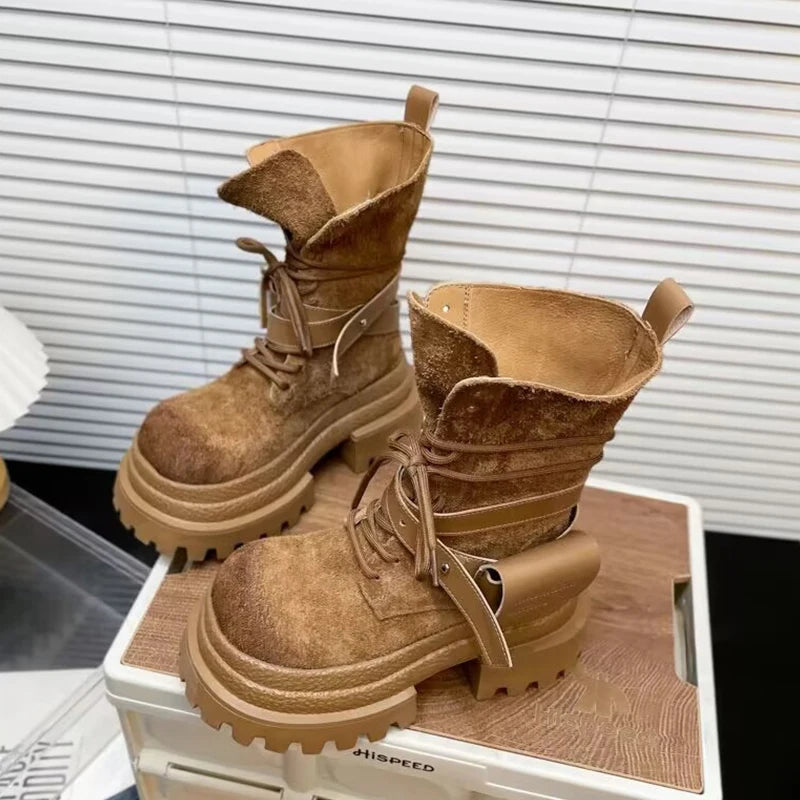 Flats Platform Women Ankle Boots Sport Lace Up Shoes Winter Snow Boots 2025 Trend Walking Running Shoes New Mujer Chelsea Boots boots_platform