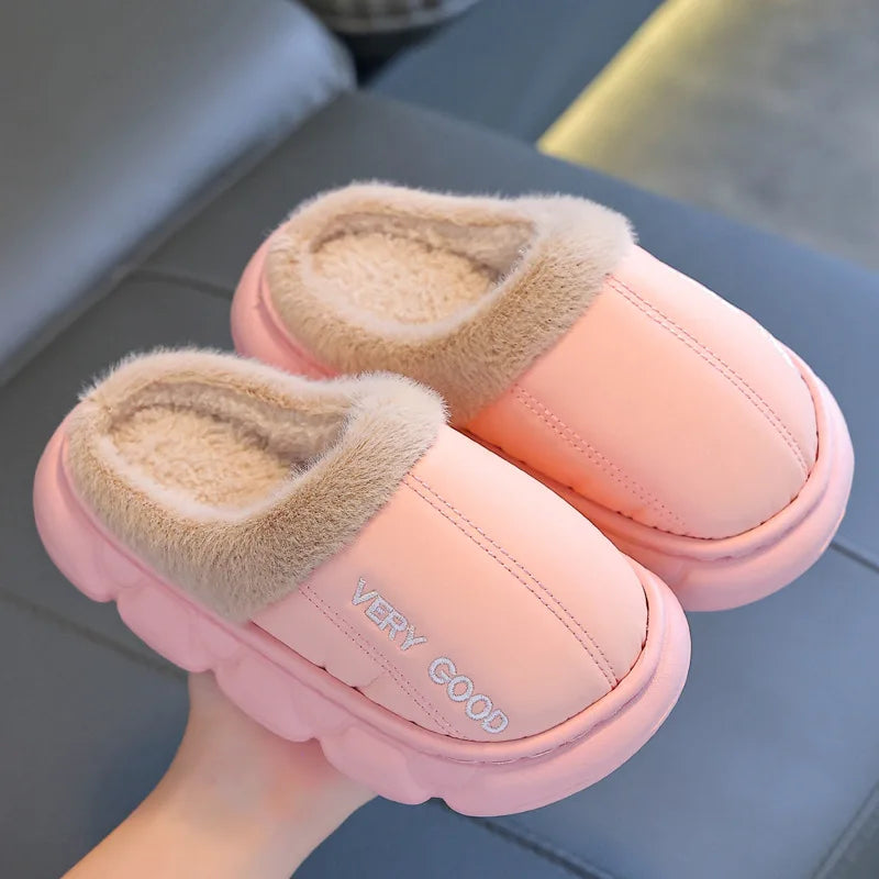 Children Cotton Shoes Britain Style Kids Classic Slippers Solid Color Sewing Plush Warm Winter Boys Girls Fashion Slippers kids_shoes
