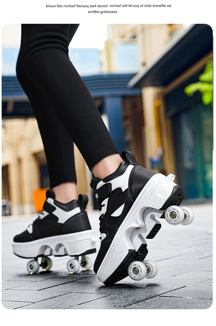 Girls Pink Roller Skate Shoes Sneakers With Wheels Children Rollerskates Fashion Outdoor Sports Shoes Girls Gifts kids_shoes