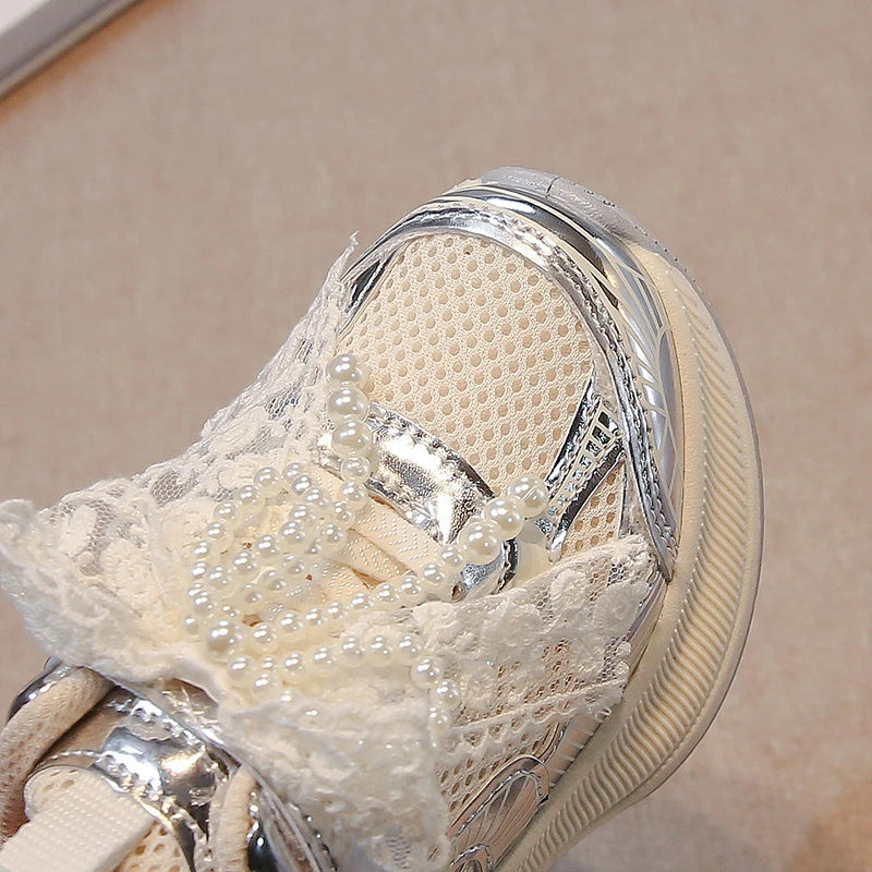 Girls Sports Shoes Spring Autumn Pink Breathable Girls Casual Shoes 3-18 Years Old Beige Soft Non-slip Children's Single Shoes kids_shoes