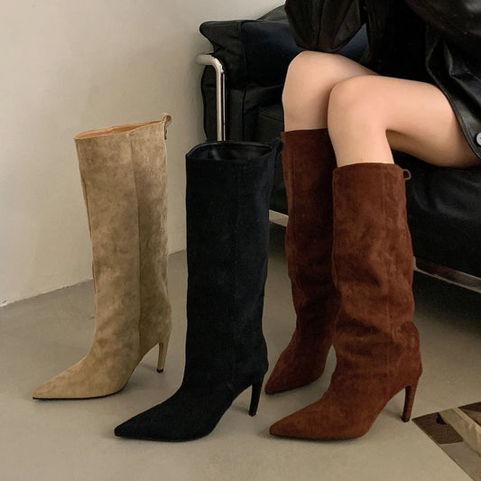 Eilyken Street Style Winter Pointed Toe Women Knee-High Boots Sexy Thin Thin Heels Female Shoes Punk Vintage Long Booties boots_highheel