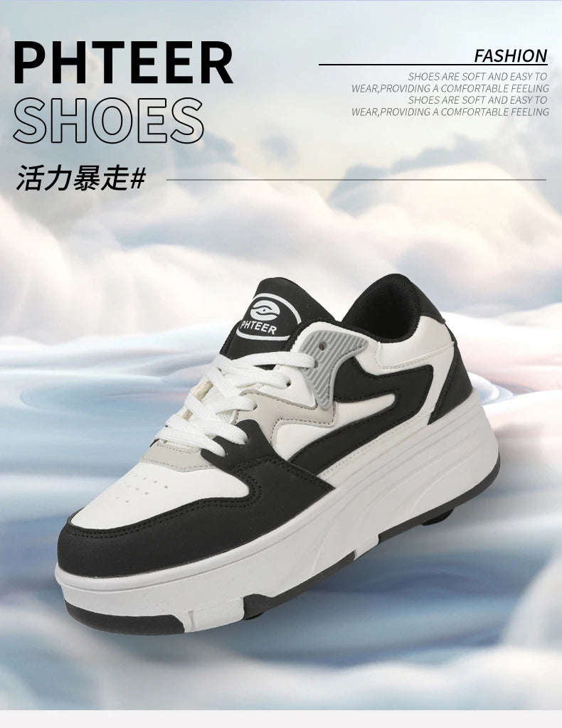 Children's Outdoor Sports Roller Skates Shoes Single Row Wheel kids Sliding Shoes four-Wheel for boys and grils kids_shoes