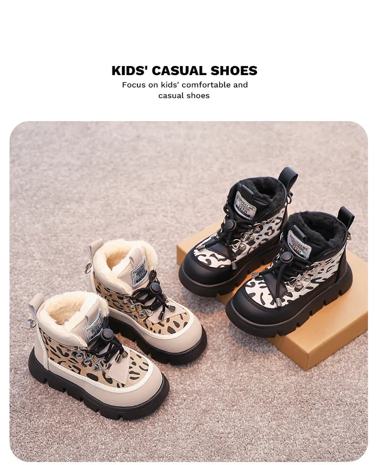 Warm Girl Boots Plush Anti Slip Winter Boot Casual Versatile Snow Boots Trendy Classic Girl Shoe Thick Soled Comfort Cotton Boot kids_shoes