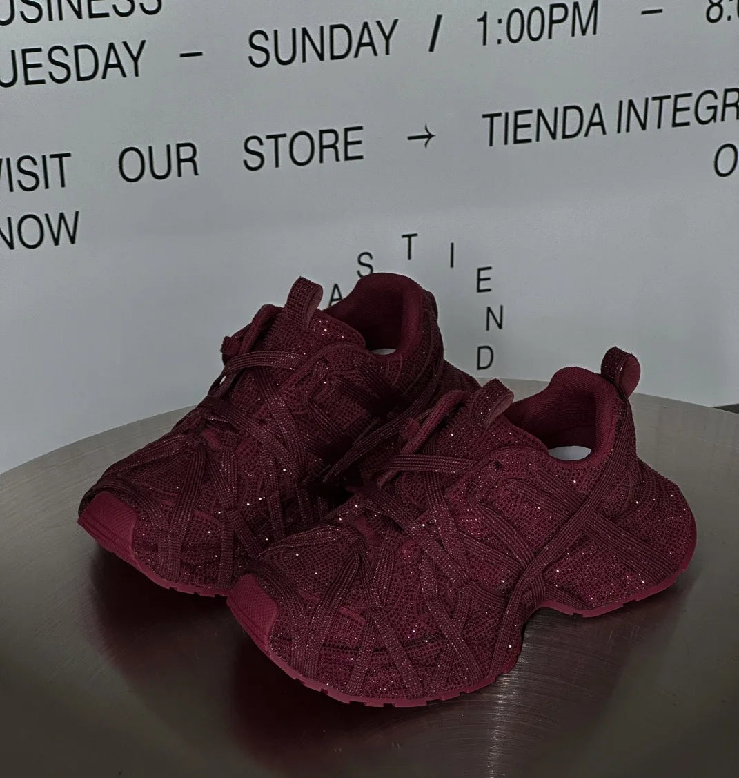 Top Quality Sneakers Women Skate Shoes Rhinestone Women Loafers Platform Fashion Shiny Women's Casual Shoes Crystal Sneaker sneakers_platform