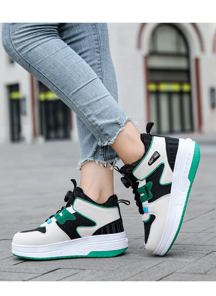 Children's Roller Skates Student Quad-Wheel Skates Women's Double-Wheel Deforming Boys' Inline Skates Cross-Border Supply Shoes kids_shoes