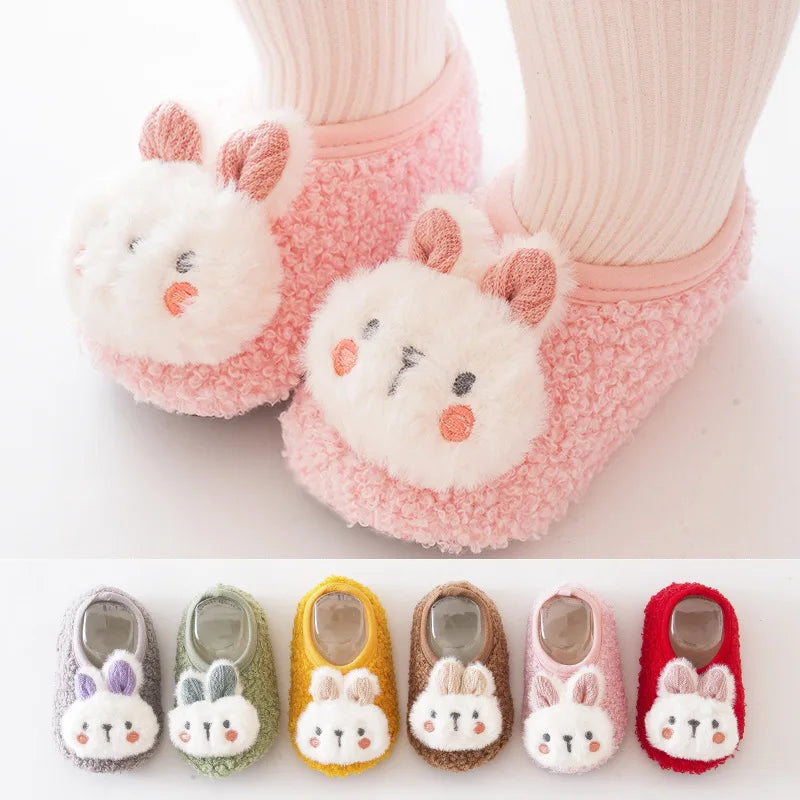 Cartoon Rabbit Baby Floor Socks Kids Plush Slippers Toddler Warm Shoes Children Soft Non-slip Prewalkers Indoor Home Slippers kids_shoes