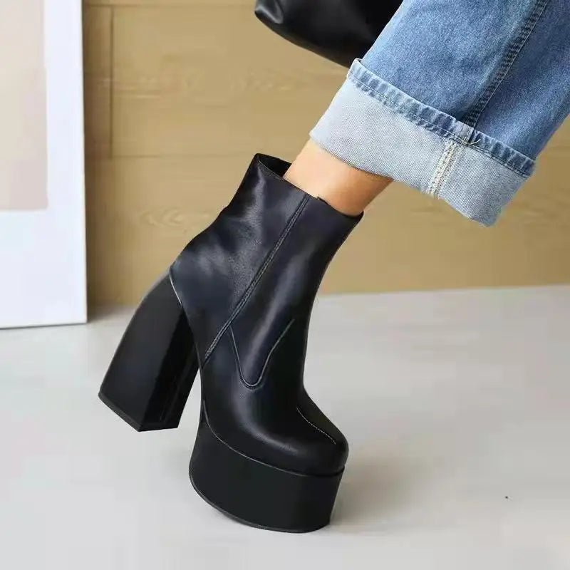 Boots For Woman Knee Shoes On Platform Gothic High Heels Punk Style New Rock Autumn Winter Chunky Pumps Plus Size Women Clothing boots_platform