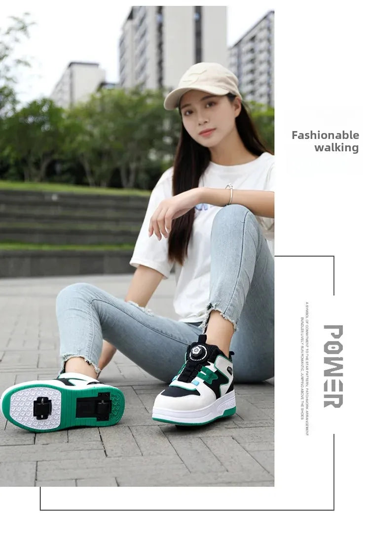 2026 Autumn Winter Popular Children's Roller Skates Men Women's Sport Shoes With Rotating Buckle And Wheels Single Row Skating kids_shoes