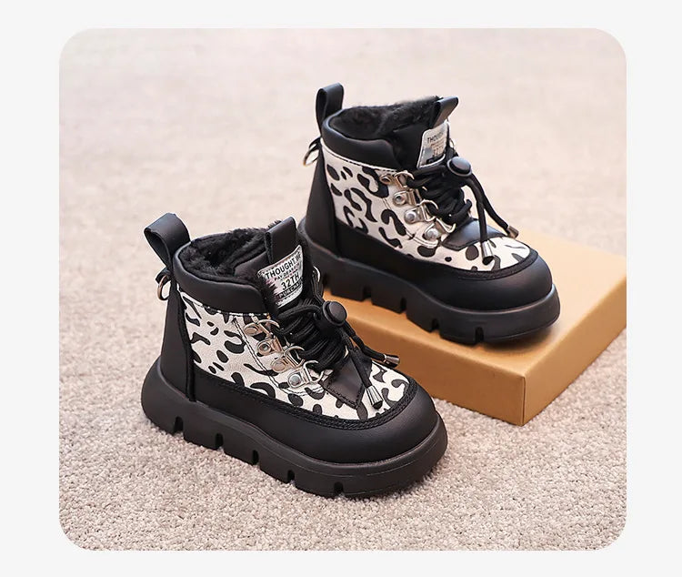 Warm Girl Boots Plush Anti Slip Winter Boot Casual Versatile Snow Boots Trendy Classic Girl Shoe Thick Soled Comfort Cotton Boot kids_shoes